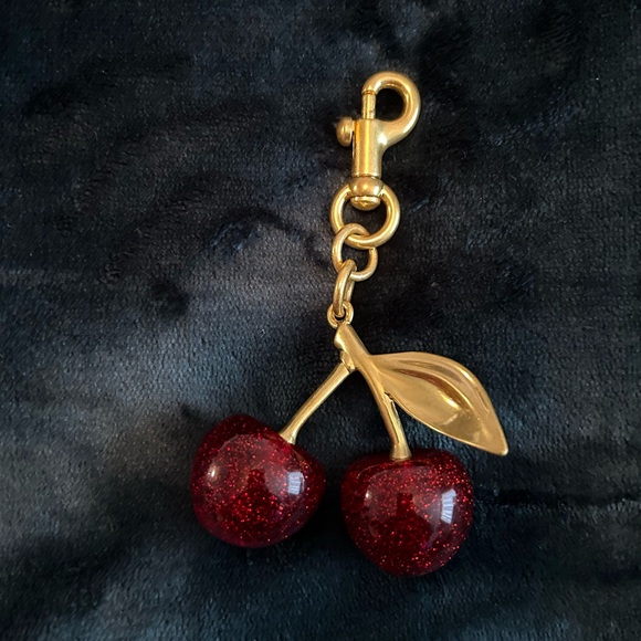 Cherry Bag Charm / Keychain with Gold Accents - Picture 5 of 5